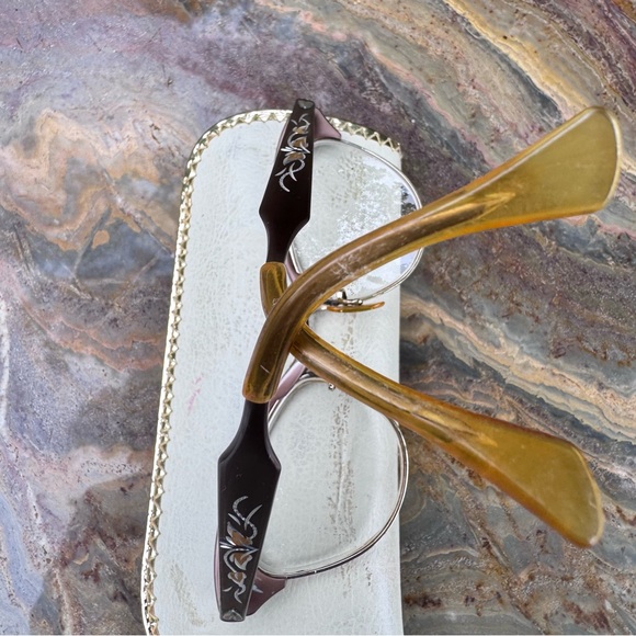 Antique Diamond cut aluminum frame cat eye glasses - Picture 12 of 15